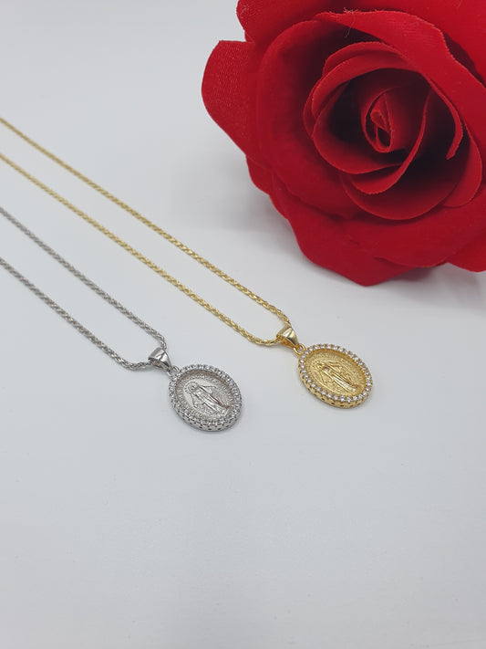 Collana Madonnina Zirconata Grande