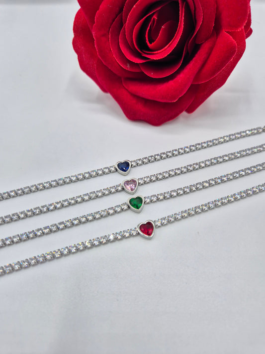 Bracciale Tennis Cuore Acciaio
