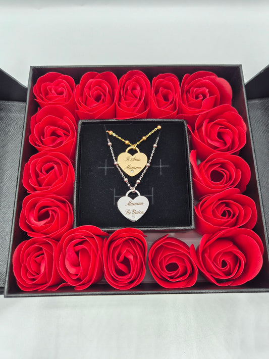 Box Festa della Mamma Collana Cuore Personalizzabile